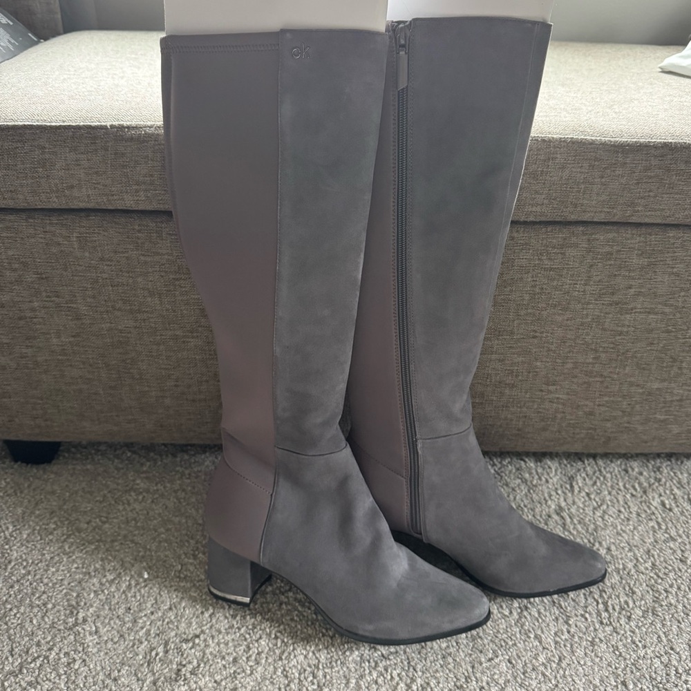 Calvin Klein Women's Taupe Heeled Boots